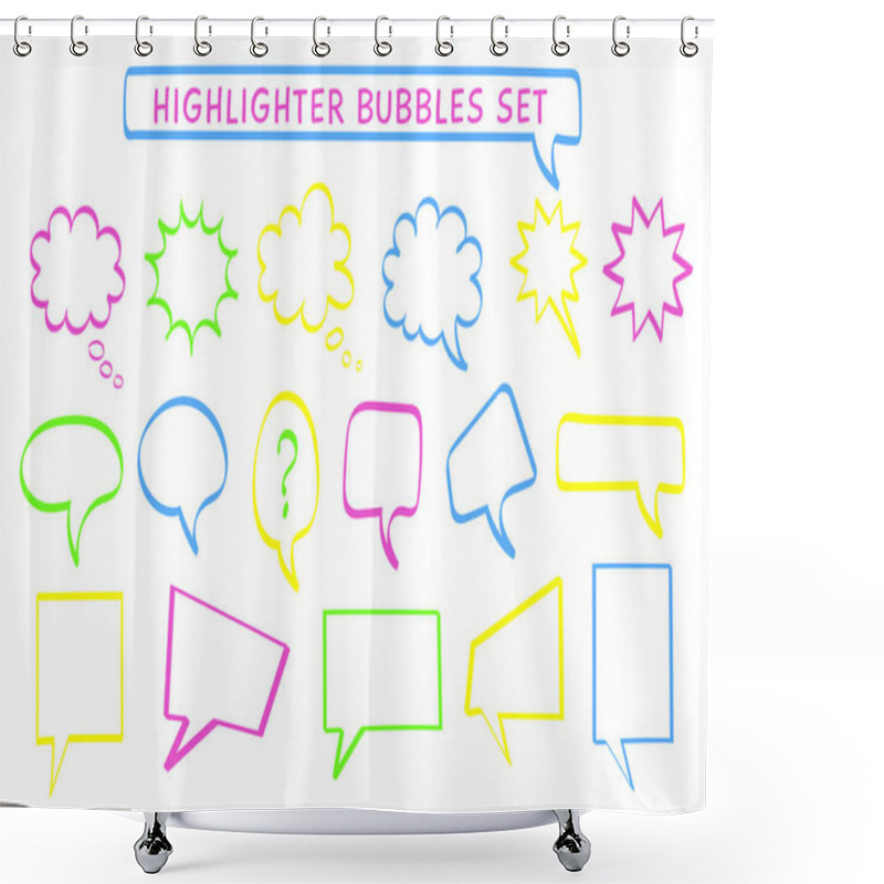 Personality  Speech Cloud Sketchy Highlight Pen Vector Set Shower Curtains