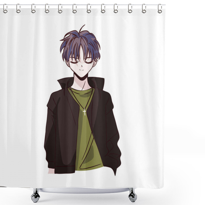 Personality  Anime Young Male Isolated Icon Shower Curtains