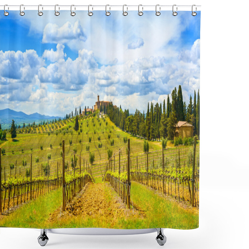 Personality  Tuscany, Vineyard, Cypress Trees And Village. Rural Landscape, I Shower Curtains