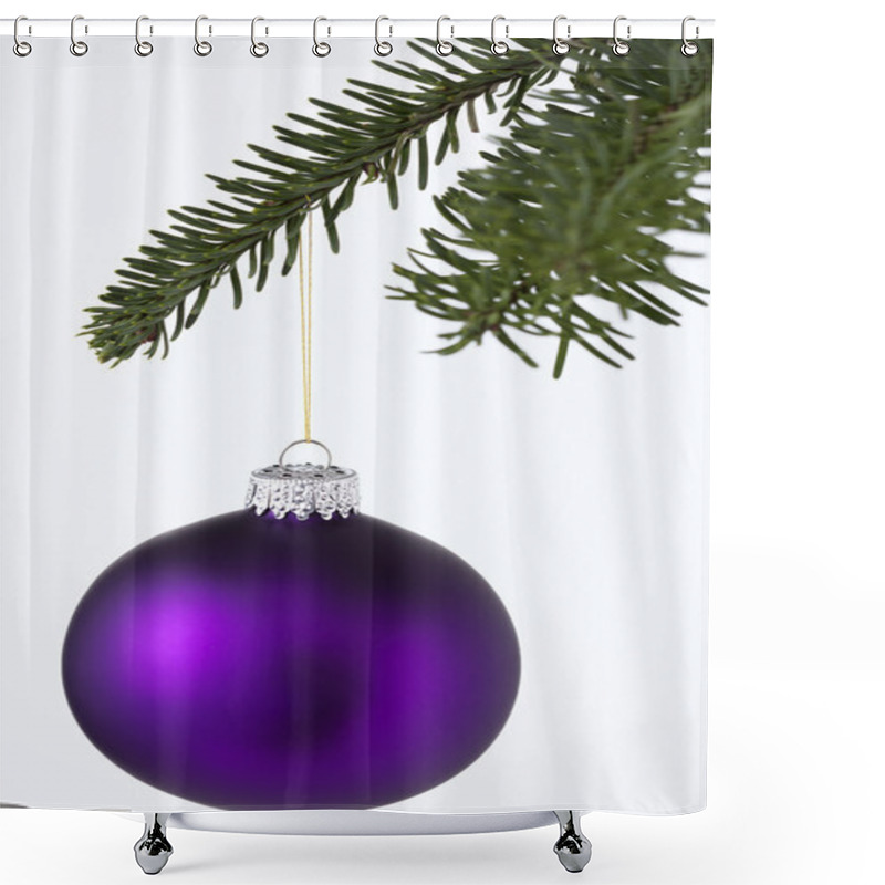 Personality  Christmas Ornaments Hanging On Tree Shower Curtains