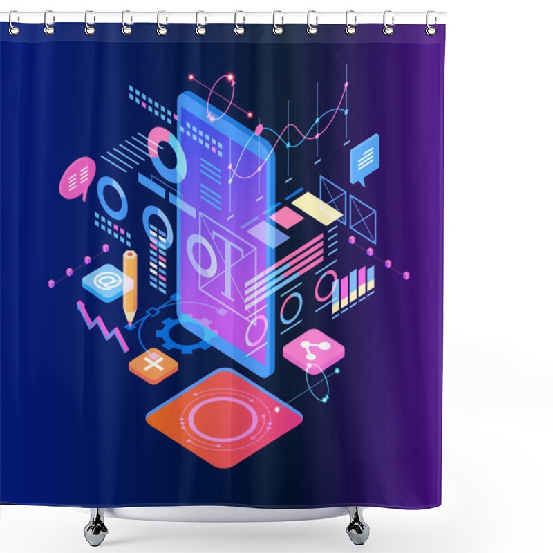 Personality  UX/UI Design Concept For Web Page, Banner, Presentation. Infographics, Hero Images. Flat Isometric Vector Illustration. Shower Curtains