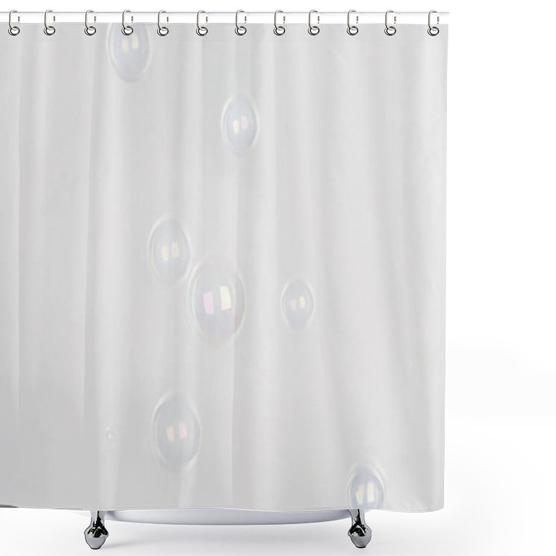 Personality  Beautiful Translucent Soap Bubbles On Light Background Shower Curtains