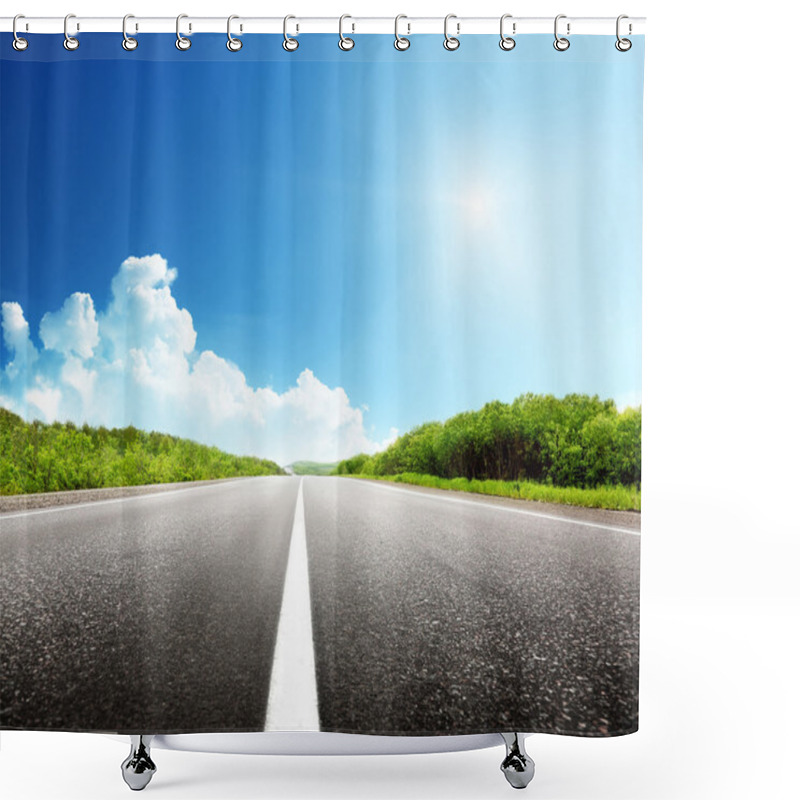 Personality  Summer Day And Road Shower Curtains