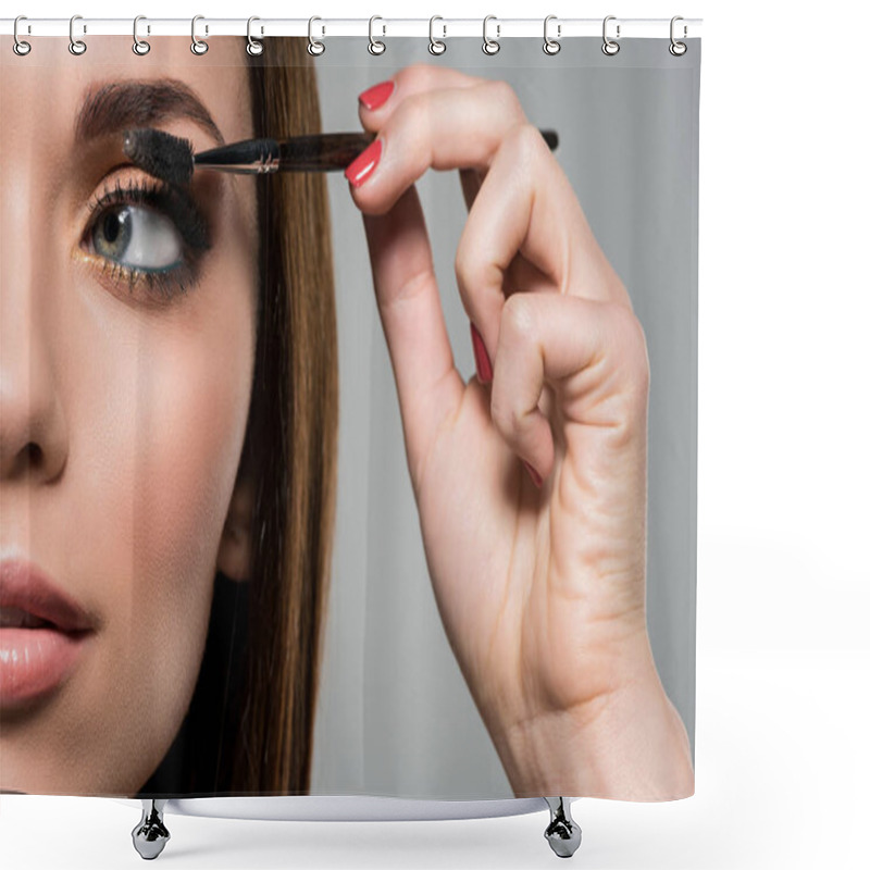 Personality  Woman Doing Eyelashes Makeup Shower Curtains