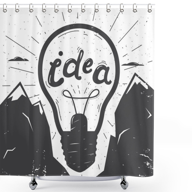 Personality  Hand Drawn Typography Poster, Greeting Card Or Print Invitation With Lightbulb Silhouette And Phrase In It. Idea Concept Illustration. Shower Curtains