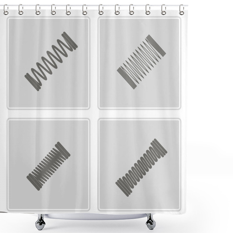 Personality  Set Of Monochrome Icons With Springs Shower Curtains