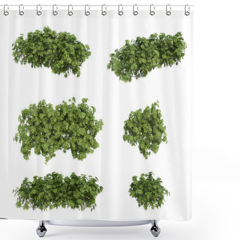 Personality  3d Render Brush Tree Isolated  On White Shower Curtains