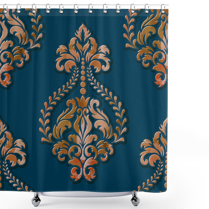 Personality  Vector Volumetric Damask Seamless Pattern Element. Elegant Luxury Embossed Texture With Watercolor For Wallpapers, Backgrounds And Page Fill. 3D Elements With Shadows And Highlights Shower Curtains