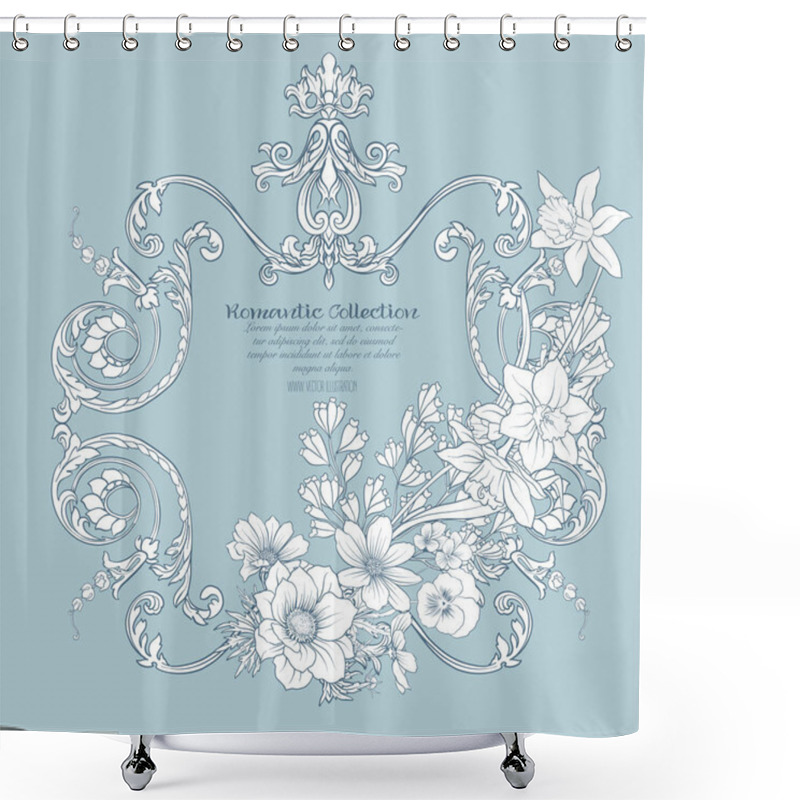 Personality  Summer Flowers: Poppy, Daffodil, Anemone, Violet, In Botanical S Shower Curtains