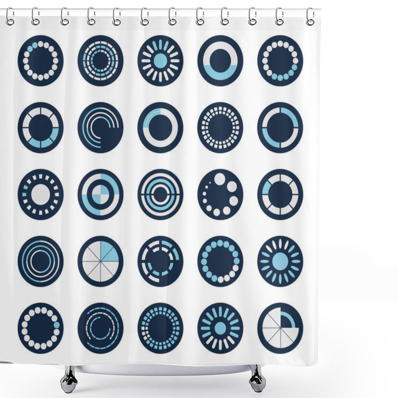 Personality  Loading Circles Block Style Icon Set Vector Design Shower Curtains