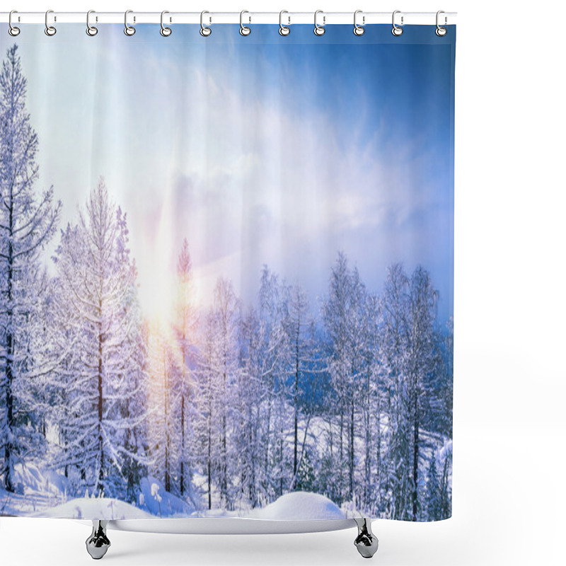 Personality  Beautiful Winter Landscape Shower Curtains