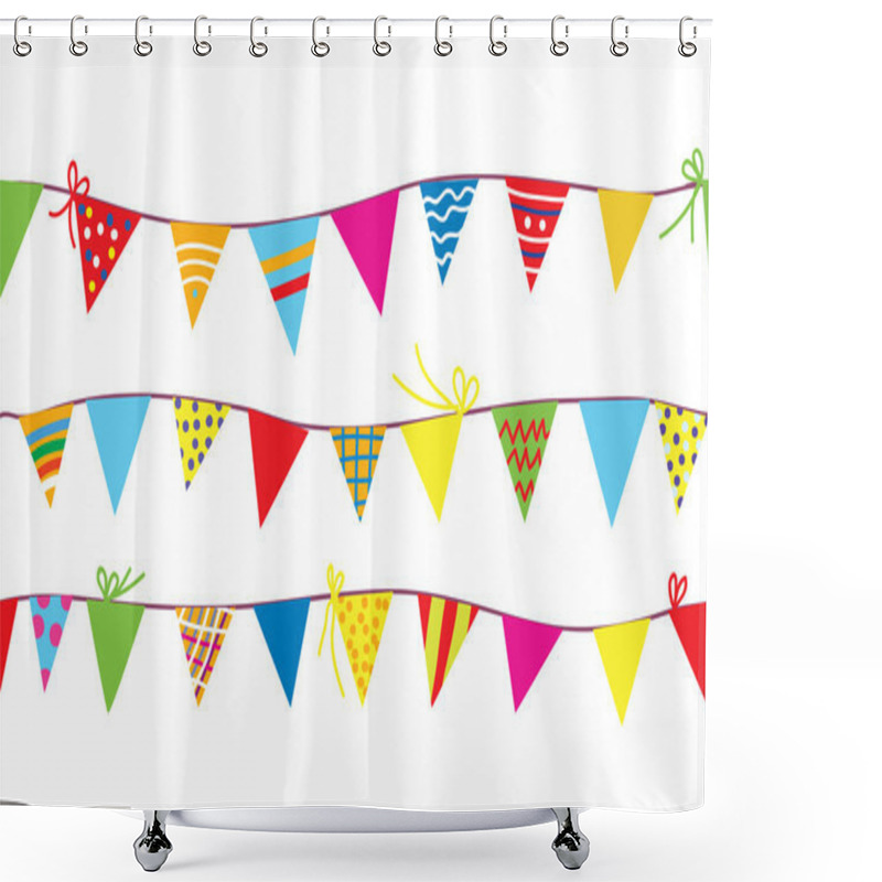 Personality  Seamless Pattern With Bunting Flags Shower Curtains