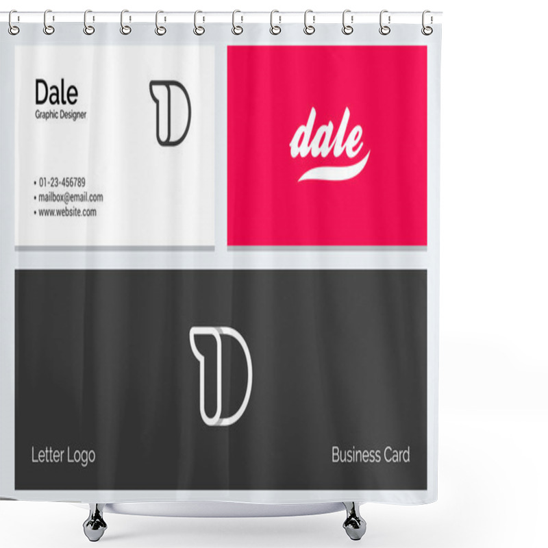 Personality  D Alphabet Letter Minimal Linear Logo Business Card Template Shower Curtains