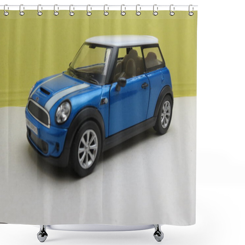 Personality  Light Blue Mini Cooper Car (2013 Version) Shower Curtains