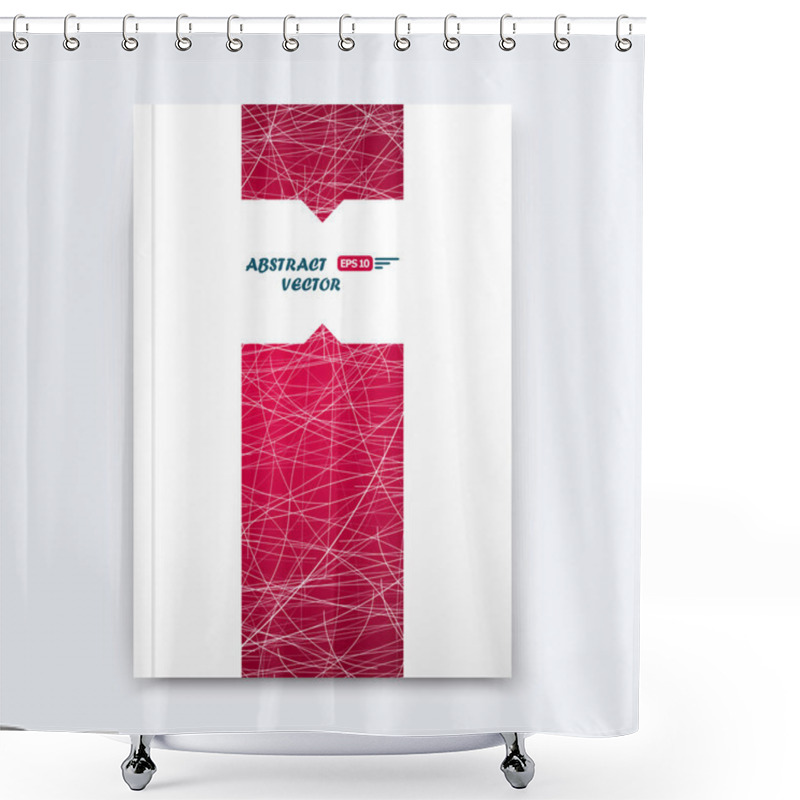 Personality  Abstract Composition, Red Font Texture, Stripe Section Cover Surface, White Curve Lines Construction, A4 Brochure Title Sheet, Creative Figure Vector Art, Commercial Offer, Banner Form, Flyer Fiber Shower Curtains