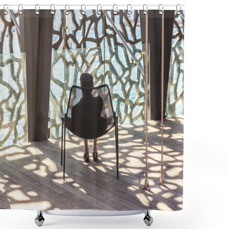 Personality  Lady Relaxes At Museum Of European And Mediterranean Civilizatio Shower Curtains