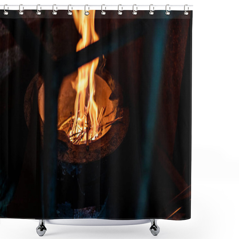 Personality  The Image Of A Fire In An Ancient Stove Shower Curtains