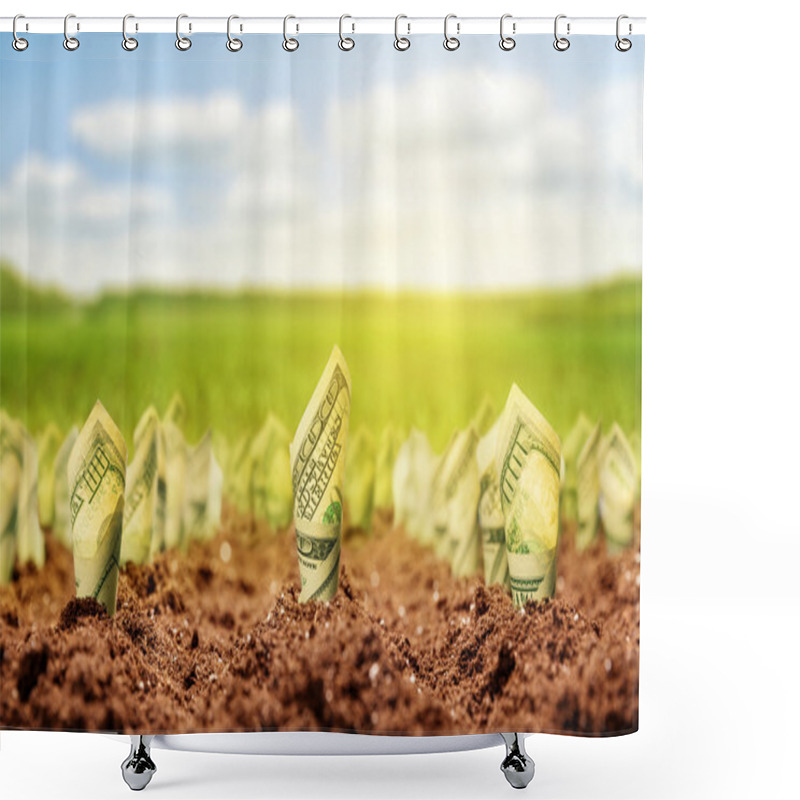 Personality  American Dollars Grow From The Ground Shower Curtains