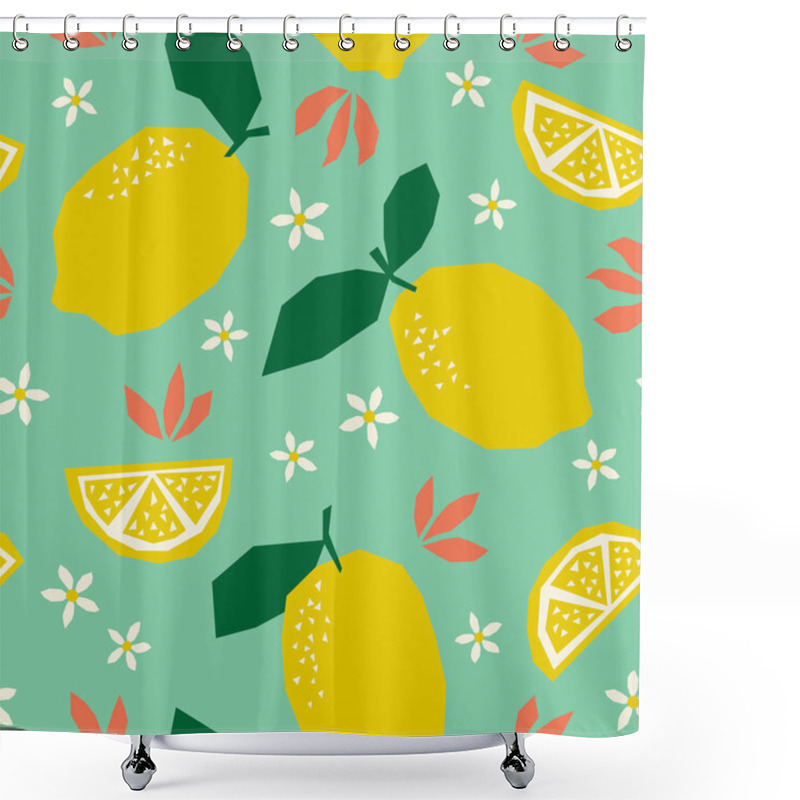 Personality  Seamless Pattern With Lemons And Blossoms Shower Curtains