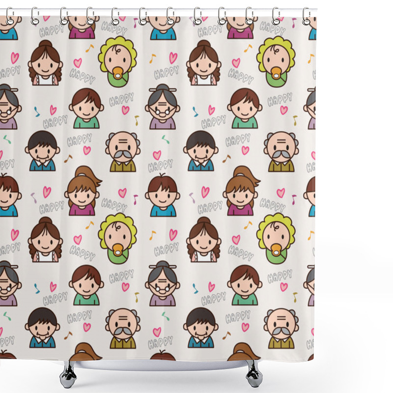 Personality  Seamless Cute Family Pattern,vector Illustration Shower Curtains