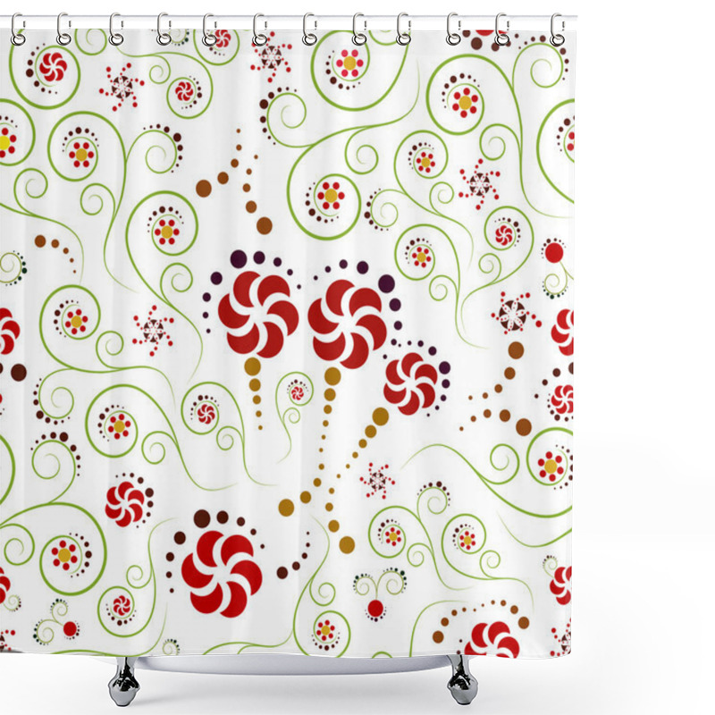 Personality  Flowers And Spirals In Seamless Pattern Shower Curtains