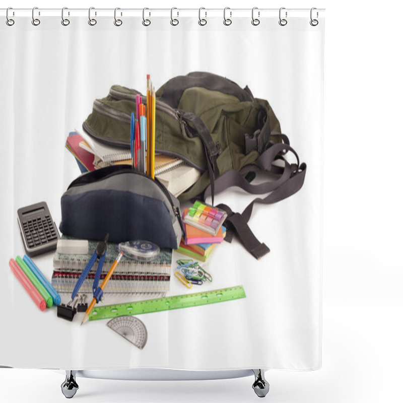 Personality  Back Pack With School Supplies Shower Curtains