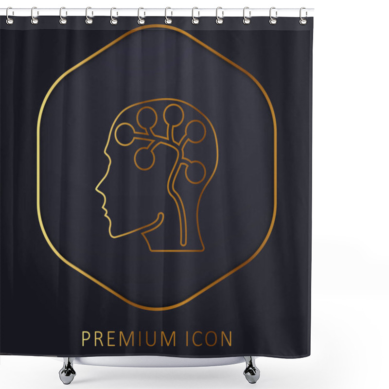 Personality  Brain Golden Line Premium Logo Or Icon Shower Curtains