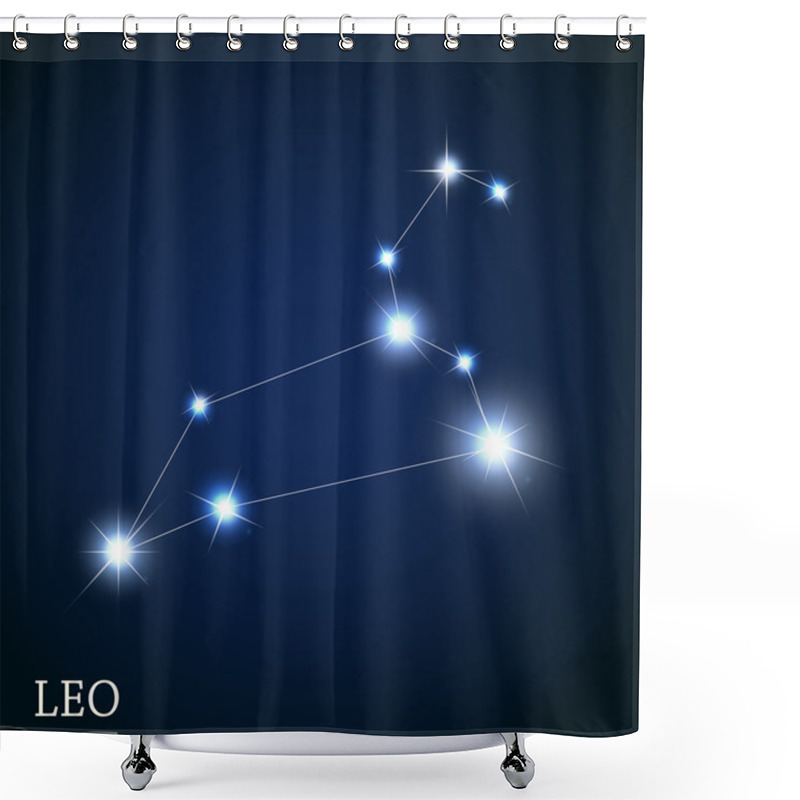 Personality  Leo Zodiac Sign Of The Beautiful Bright Stars Vector Illustratio Shower Curtains