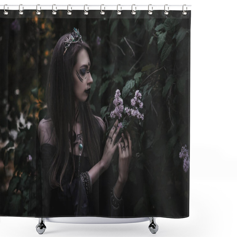 Personality  Girl In A Gothic Gloomy Image In A Lilac Shower Curtains