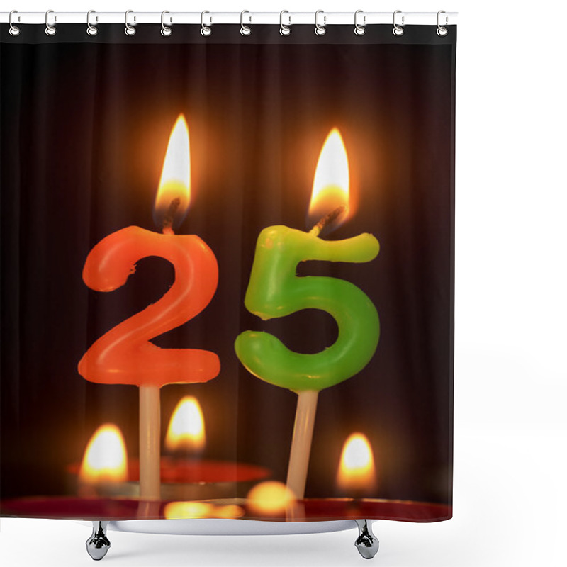 Personality  Birthday Number Anniversary Candle : 25 Year Old Shower Curtains