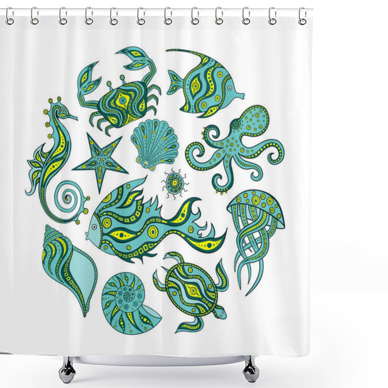 Personality   Collection Of Cartoon Marine Life. Shower Curtains