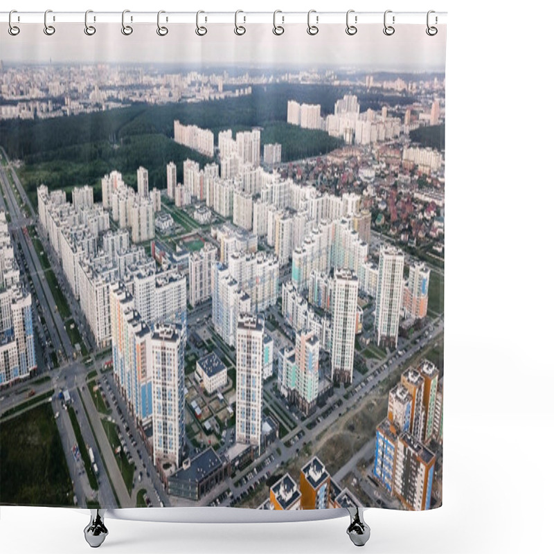 Personality  Urban Development. Residential Area Academic. Russia. Ekaterinburg. Shooting From The Air By A Flying Camera.   Shower Curtains