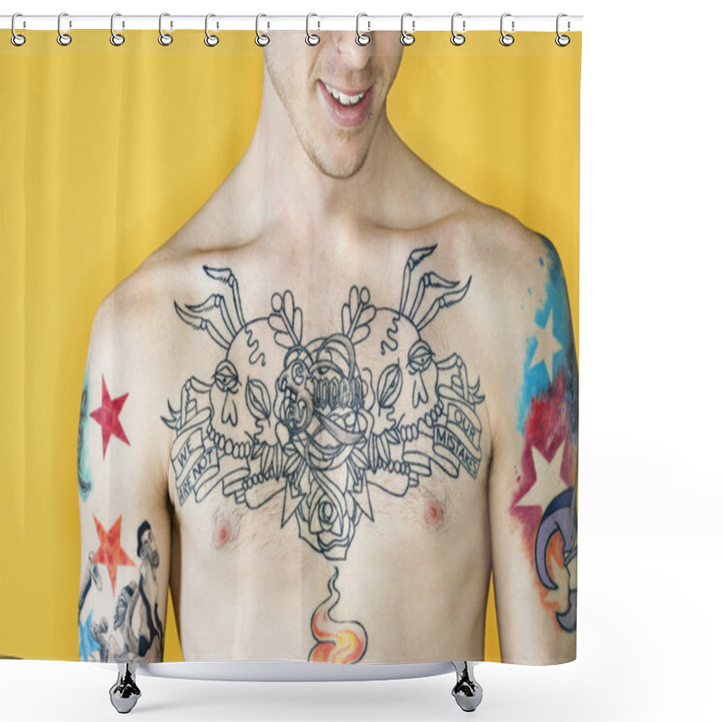 Personality  Shirtless Tattooed Male Chest. Shower Curtains