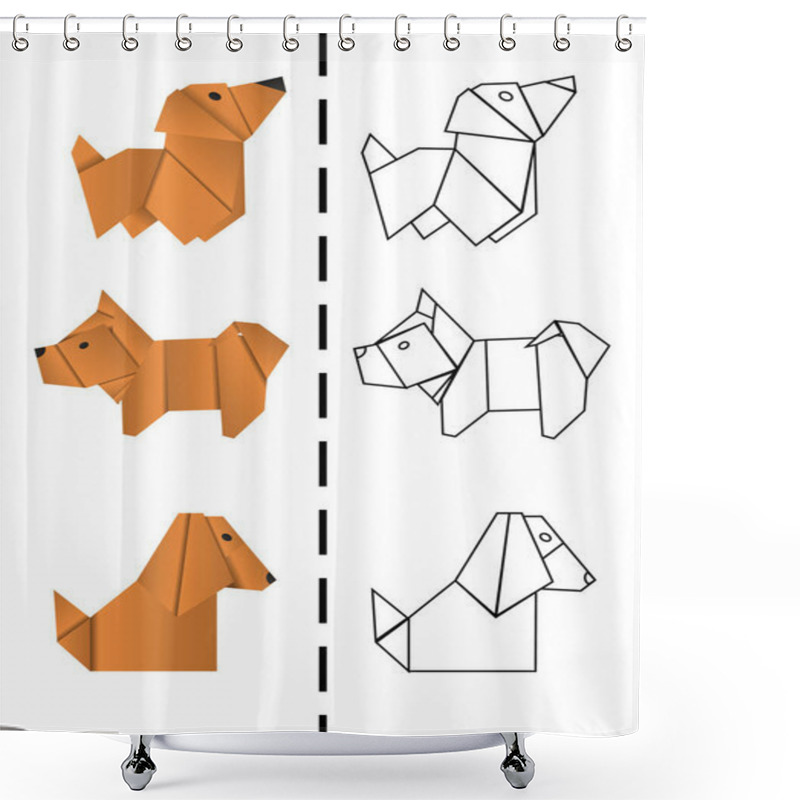 Personality  Set Of Paper Origami Dogs. Symbol Of The Year 2018. Shower Curtains