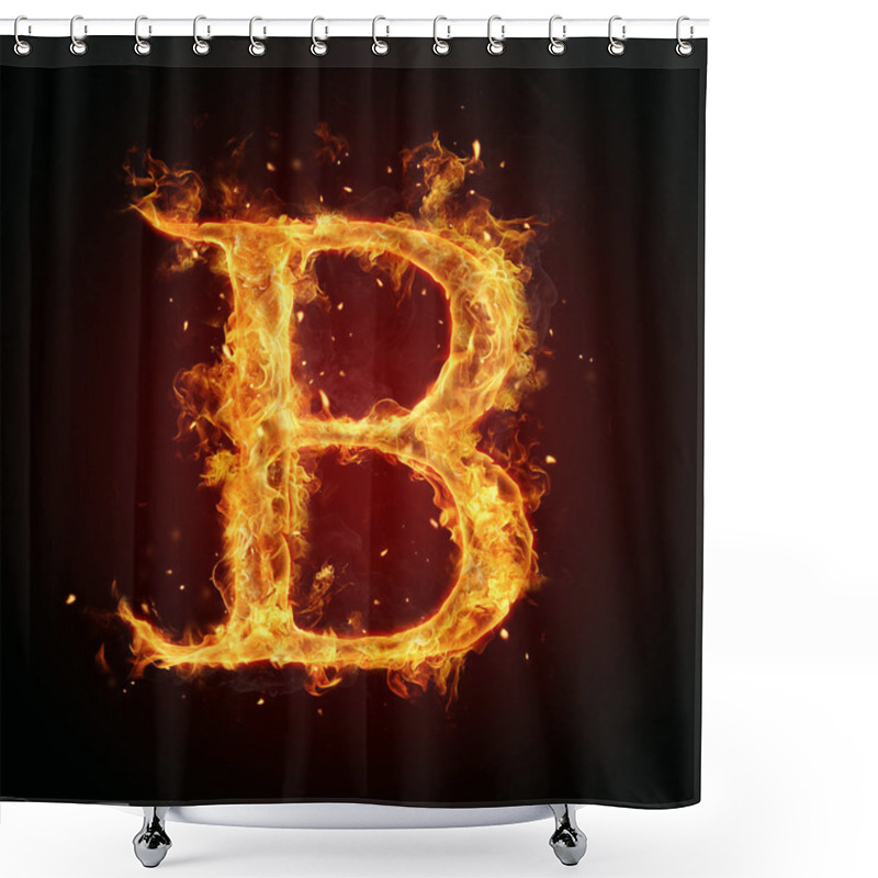 Personality  Fire Letter On Black Background Shower Curtains