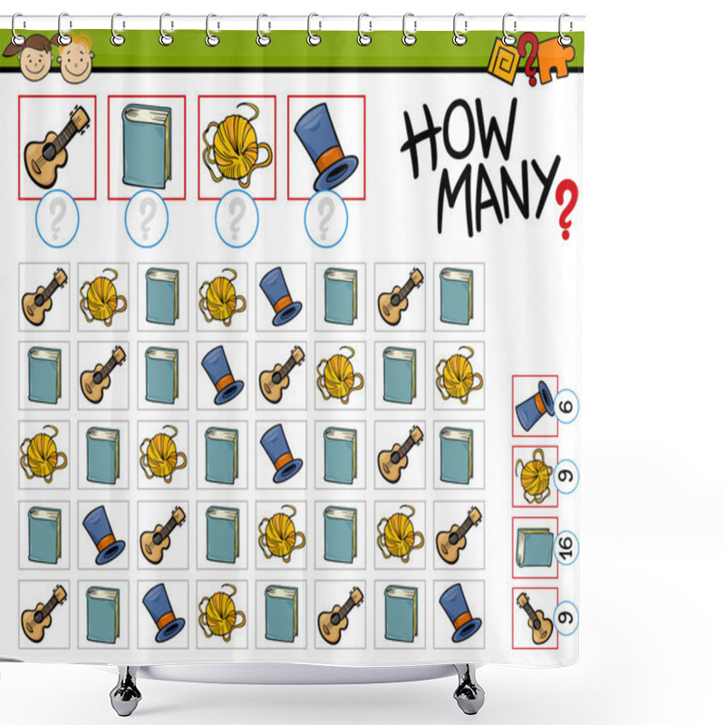 Personality  Counting Game Cartoon Illustration Shower Curtains