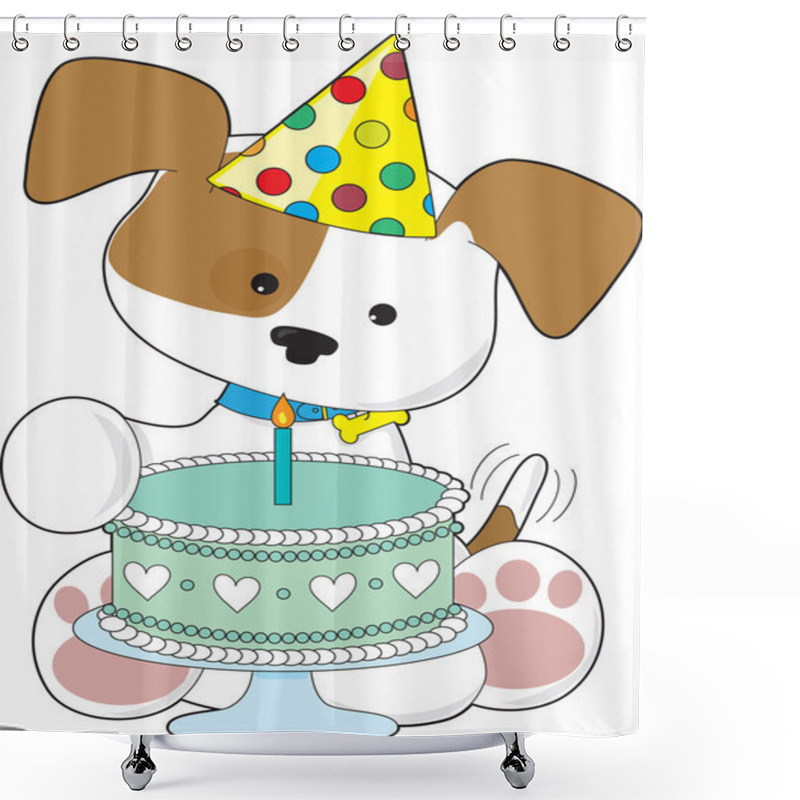 Personality  Puppy Birthday Cake Shower Curtains