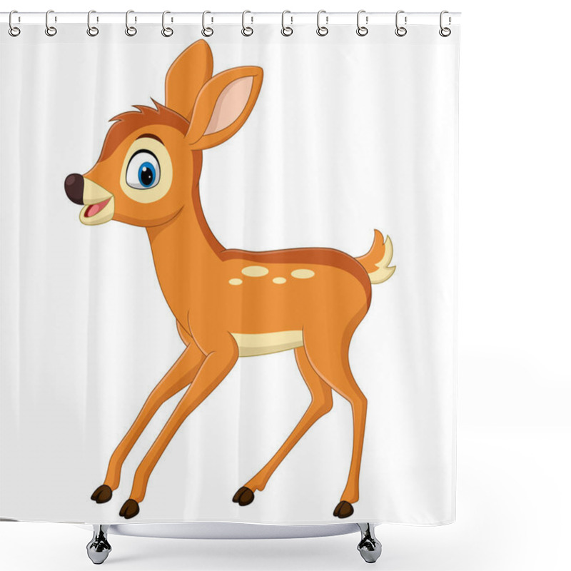 Personality  Vector Illustration Of  Cute Baby Deer Cartoon Isolated On White Background Shower Curtains