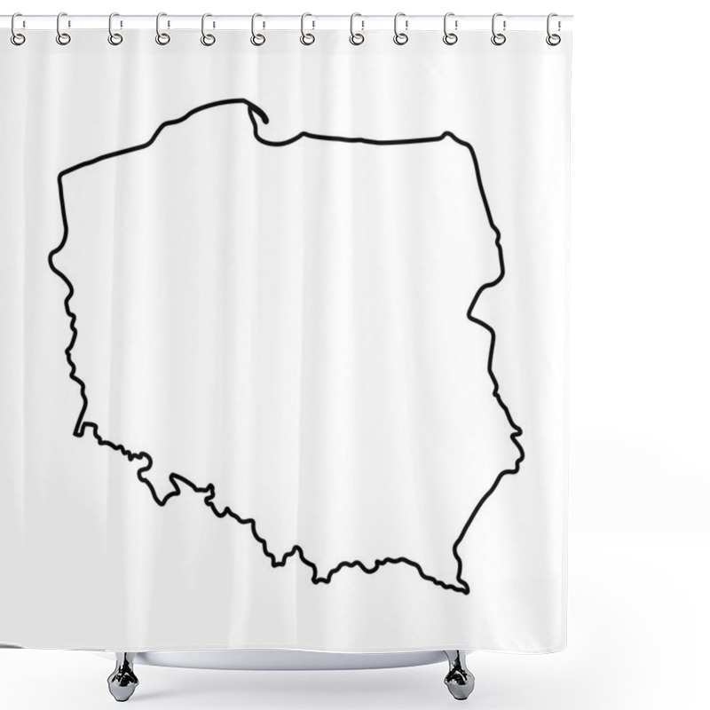 Personality  Black Abstract Outline Of Poland Map Shower Curtains