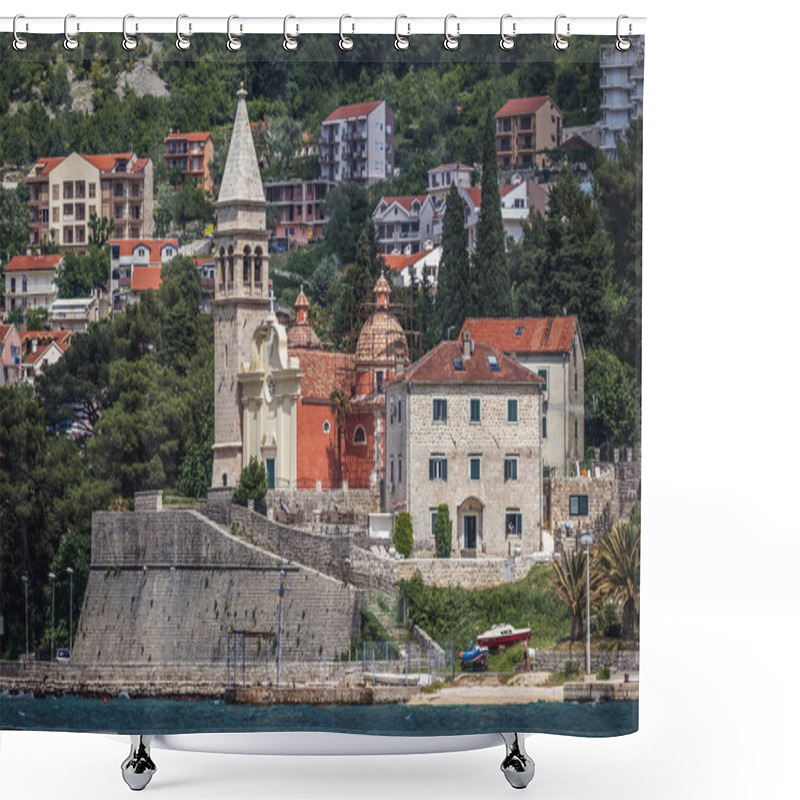 Personality  Dobrota, Montenegro - May 26, 2017: Church Of St Matthew In Dobrota Town Near Kotor City Shower Curtains