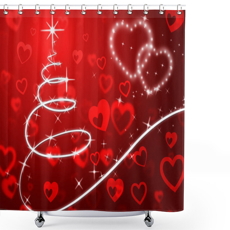 Personality  Red Christmas Tree Background Shows Holidays And Lov Shower Curtains