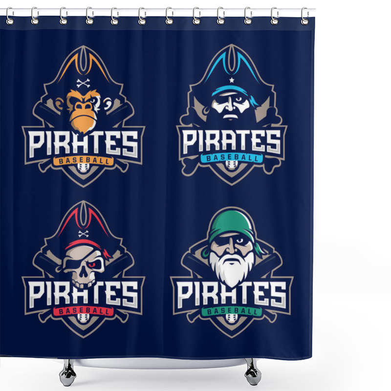 Personality  Modern Professional Set Emblem Pirates For Baseball Team Shower Curtains