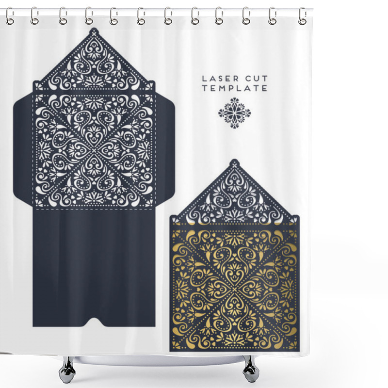 Personality  Vector Wedding Card Laser Cut Template Shower Curtains