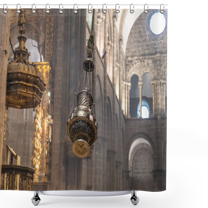 Personality  The Swinging Botafumeiro Dispensing Clouds Of Incense In The Santiago De Compostela Cathedral Shower Curtains