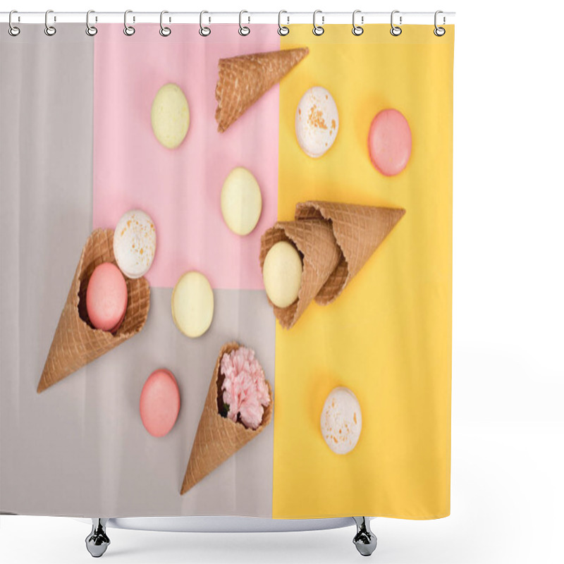 Personality  Group Of Fresh Homemade Macarons Shower Curtains