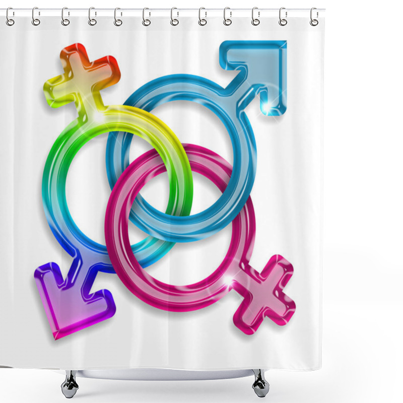 Personality  Symbols Of Male, Female And Transgender Shower Curtains