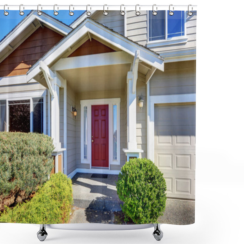 Personality  Entrance Porch With Red Front Door Shower Curtains