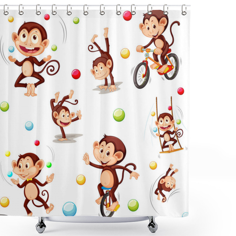 Personality  Monkey Seamless Pattern Background Illustration Shower Curtains