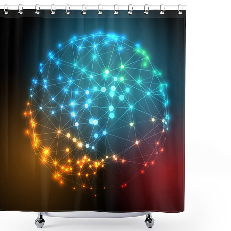 Personality  Abstract Globe With Low Poly Connected Dot And Lines Shower Curtains