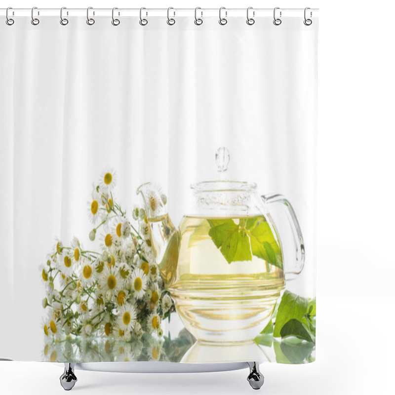 Personality  Glass Teapot With Chamomile Tea Shower Curtains